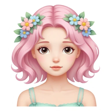 Dreamy pretty pastel flower girl aesthetic sticker