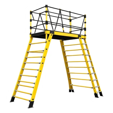 A Trapezoid-shaped scaffold that can be adjusted according to the bottom width and target height. Please create a cartoon style. sticker