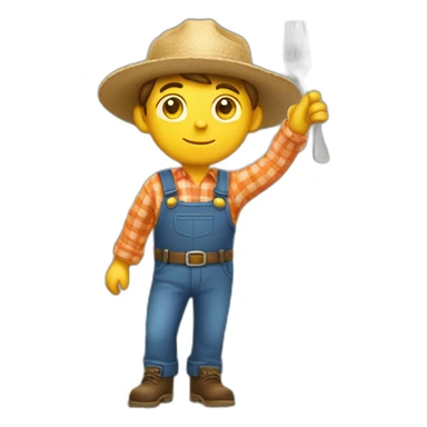 Farmer boy with fork and saluting sticker