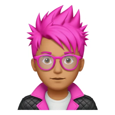 Man with neon pink spiky hair and glasses, half body sticker