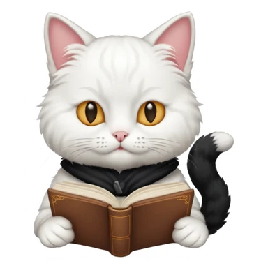 White Cat reads a book sticker