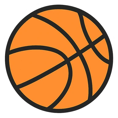 basketball icon, color outline, black lines with orange fill, modern icon style sticker