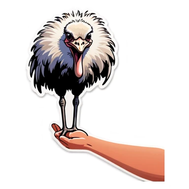 ostrich raising a human hand sticker