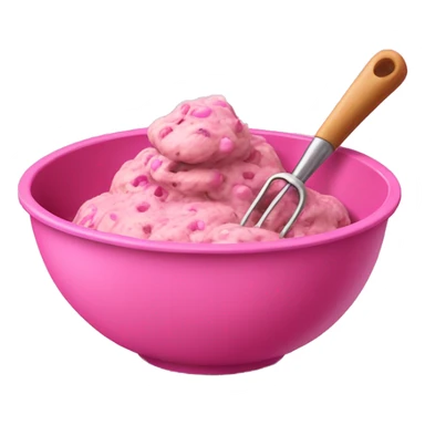 Realistic pink mixing bowl of cookie dough and with pink wisk in the bowl with it. sticker