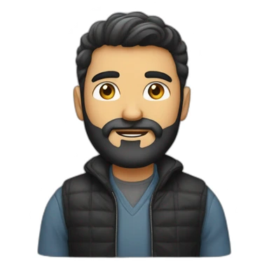 Hombre moreno calvo y con barba con ropa negra sticker