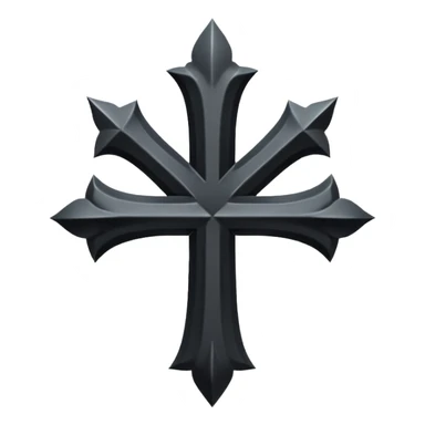 Minimal emoji, simple gothic cross forged from matte black metal, thick balanced proportions, fashion avant-garde minimalism, no decoration, no glow, no neon, flat emoji style, centered, transparent background sticker