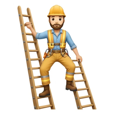 steeplejack man light skin with a beard on a ladder up  a spire sticker
