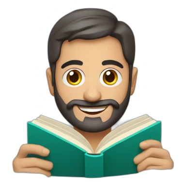 Armenian men reading interesting book and looking at camera and smiling  sticker