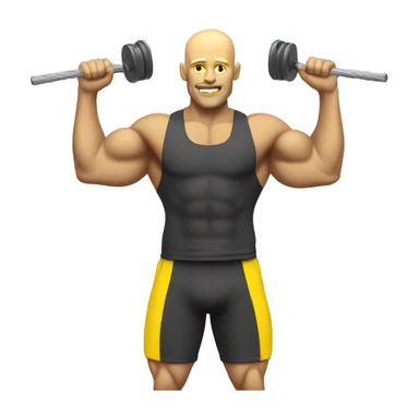 yellow bald guy workout cable shoulder press sticker