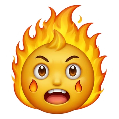 The emoji yellow On fire Scared sticker