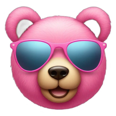 pink teddy bear face with sunglasses sticker
