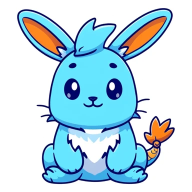 An adorable bunny ice dragon sticker with fluffy rabbit ears, icy blue scales, crystal wings, and cute dragon features sticker