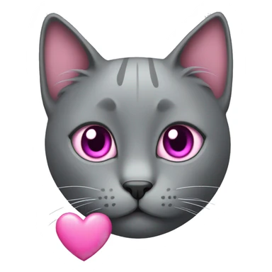grey cat with a pink heart  sticker