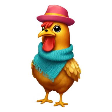 Colorful Chicken with scarf and hat sticker