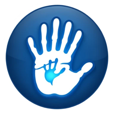 handprint with a glowing sign in the center sticker