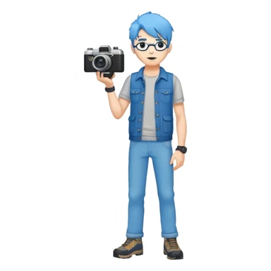 bluehair full body man with camera standing sticker