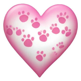White heart with small pink paw prints on it sticker