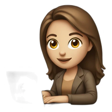 Beautifull programmer girl with brown hair working with MacBook sticker