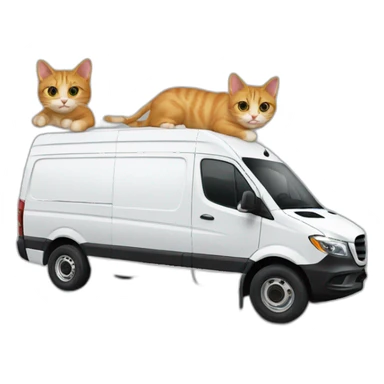 a sprinter van with a cat on its head sticker