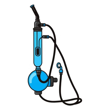 Bright blue mouthpiece with breathing valve and oxygen tube for VO2 max testing, no person sticker