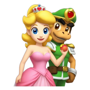 princess peach with bowser sticker
