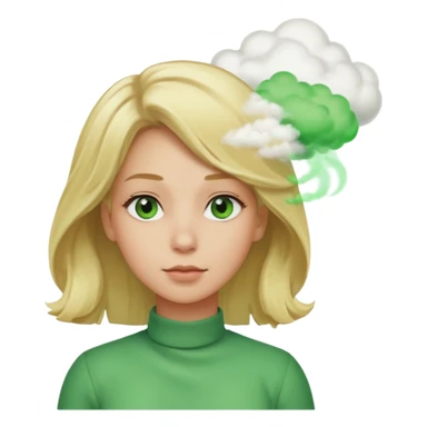 A sideways woman with blonde hair farting green gas sticker
