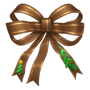 an aesthetic brown bow with christmas ribbons tied to it sticker
