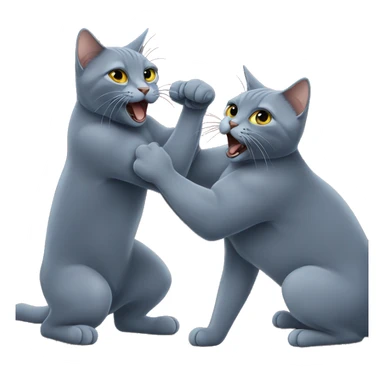 Two Russian Blue cats fighting  sticker