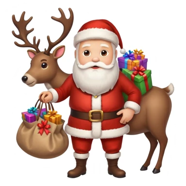 Santa clause with gifts and reindeer  sticker