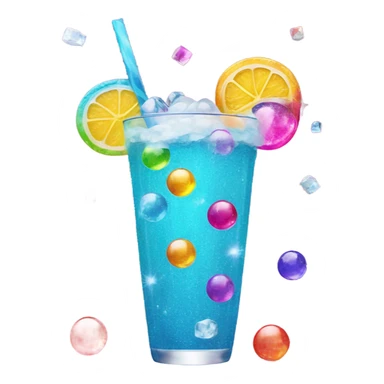 Colorful drink with small ice disco ball sparkle sticker