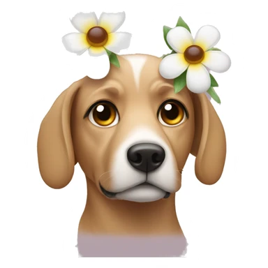 Dog with flowers in the eyes sticker