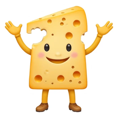 A cheese with arms and legs and gritted teeth sticker