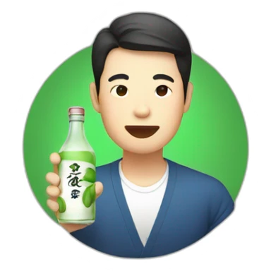 Asian dude drinking soju sticker