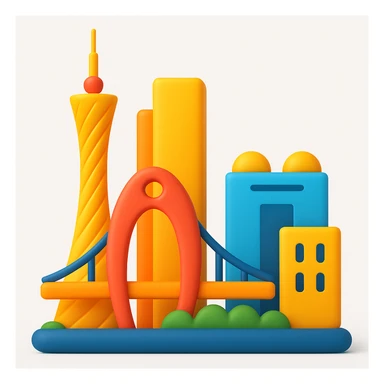 Guangzhou Tower, 3D emoji style sticker