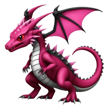 Magenta, black and white Flygon-Gorebyss-Salandit-Gargoyle-Pokémon-Fakémon-creature-fusion-hybrid sticker