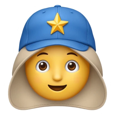 Emoji apenado con gorra con una estrella en medio  sticker