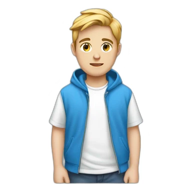 Programmer white Boy in blue hoodie and a white shirt under sticker
