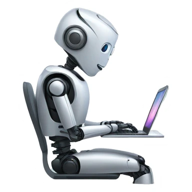  Kind robot assistant at a laptop sticker