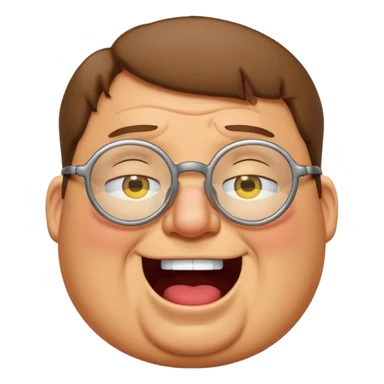 peter griffin with glasses as a laughing crying emoji in Midjourney style sticker