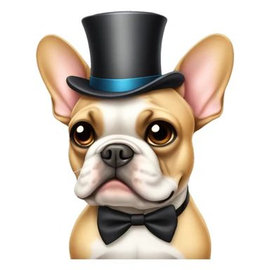 tan french bulldog wearing a top hat and a monocle and a bow tie  sticker