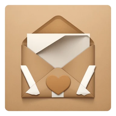 blank greeting card open with brown envelope next to it sticker