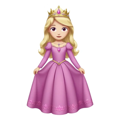 Princesa aurora Disney com vestido rosa escuro de manga comprida rosa claro com tiara pequena e dourada de corpo inteiro com olhos lilás sticker