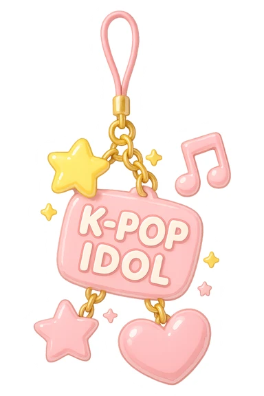 pink kpop idol phone charm, cute and glossy sticker
