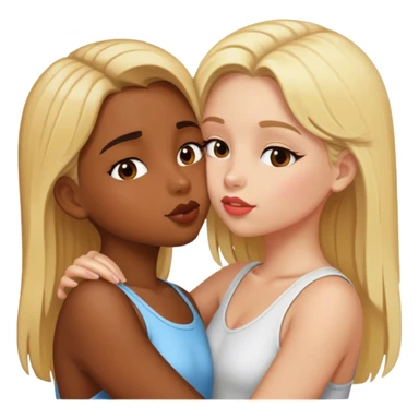 Une fille blonde qui embrasse une fille brune sticker