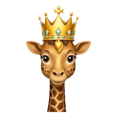 giraffe with jewellery and crown with birds flying around head sticker