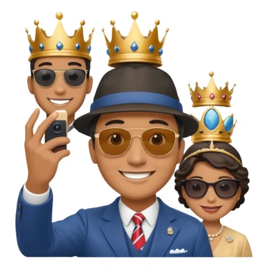 a normal man who's taking a selfie in a room with the statue of the queen elizabeth the II sticker