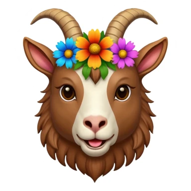 Keçi kafası agzında çicek sticker