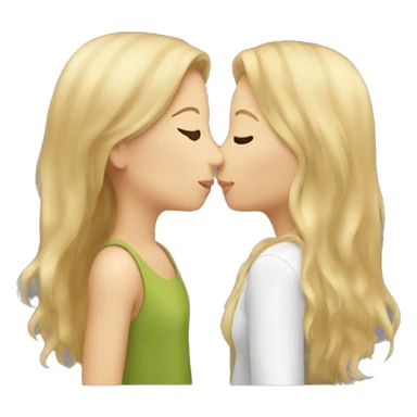 Two girls kissing brown hair and blonde hair  sticker