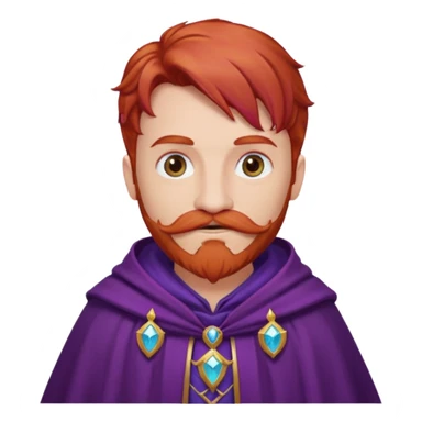 red haired wizard with mustache, purple cloack sticker