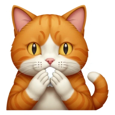 A cat holding its forehead with its paw because it has a headache sticker